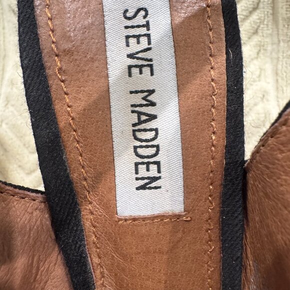 Steve Madden platform sandals, open toe w/ruffle 5" heel, size 8.5 - Picture 3 of 9